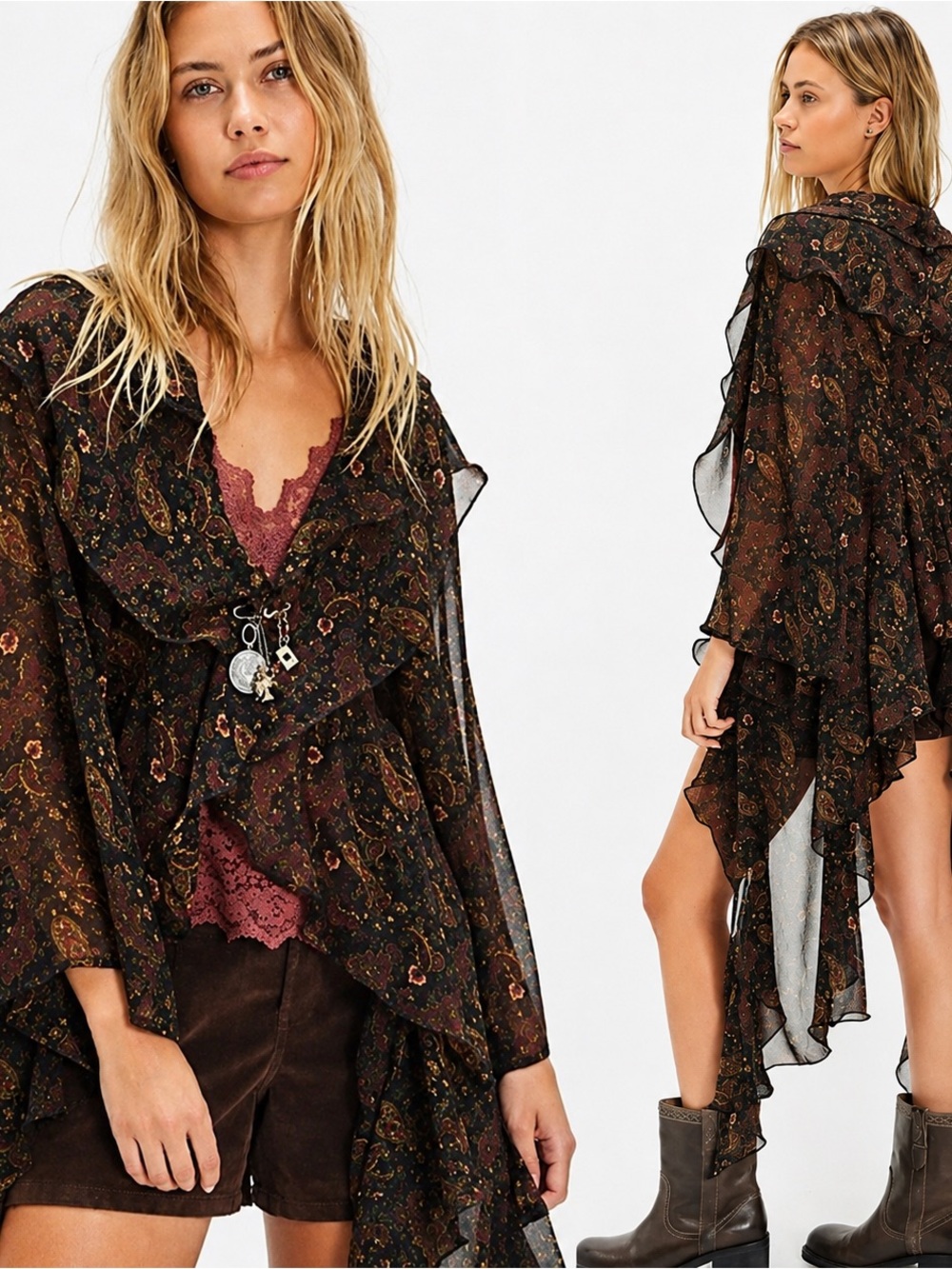 NWT| Free People | High Low Printed Duster | One Size